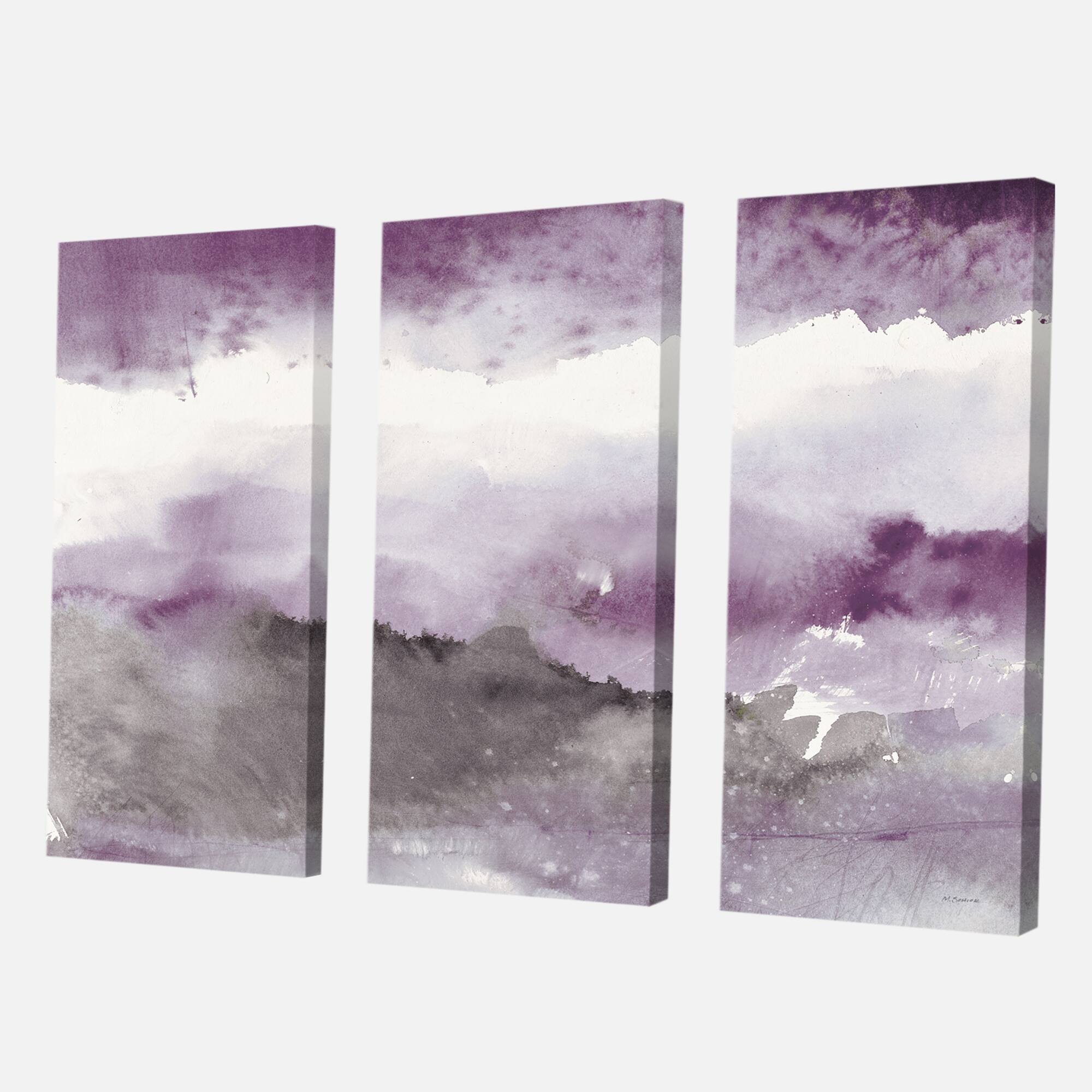 Designart - Midnight at the Lake III Amethyst and Grey